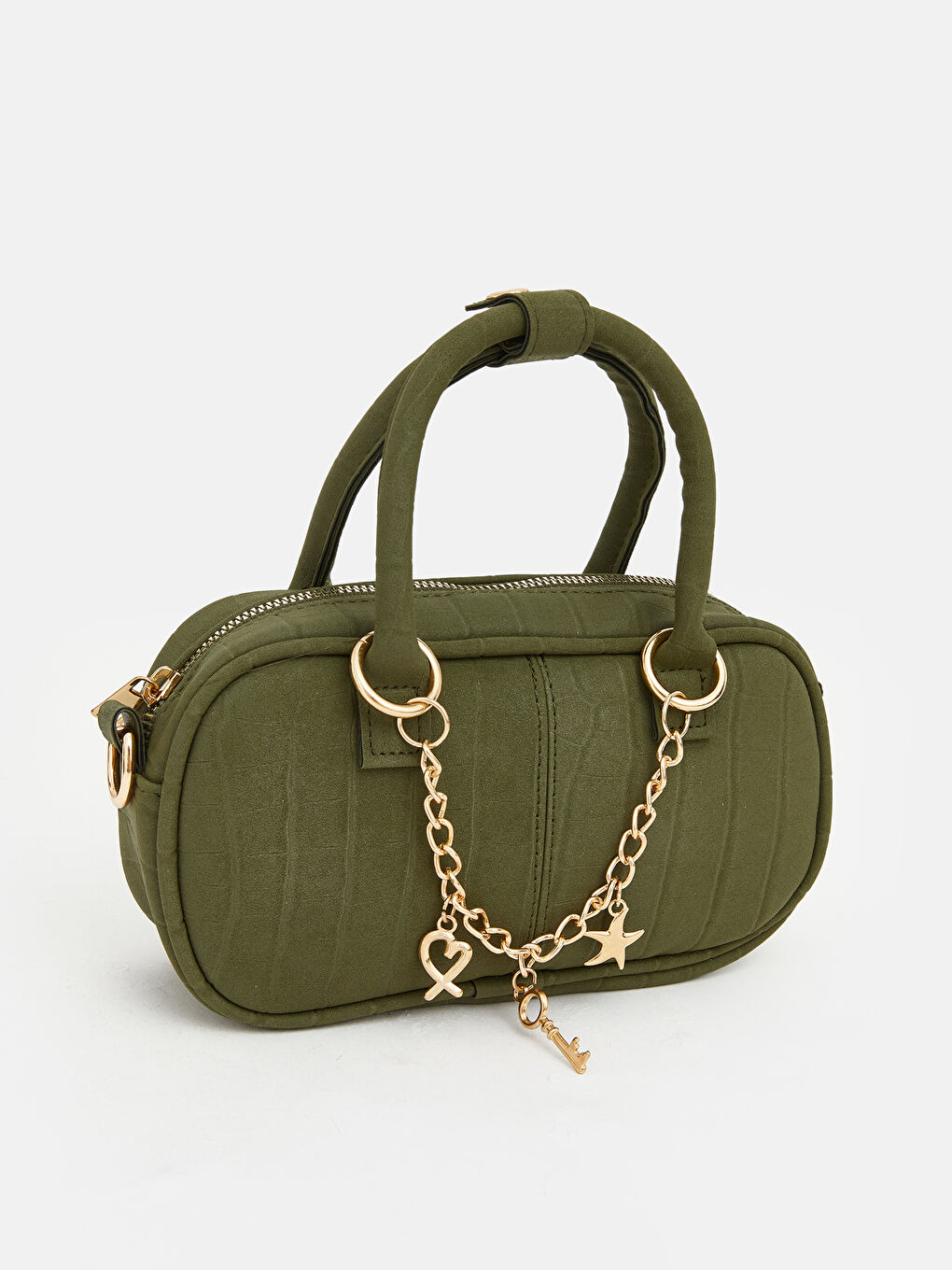 Haki Süet Görünümlü Kadın Omuz Çantası-1