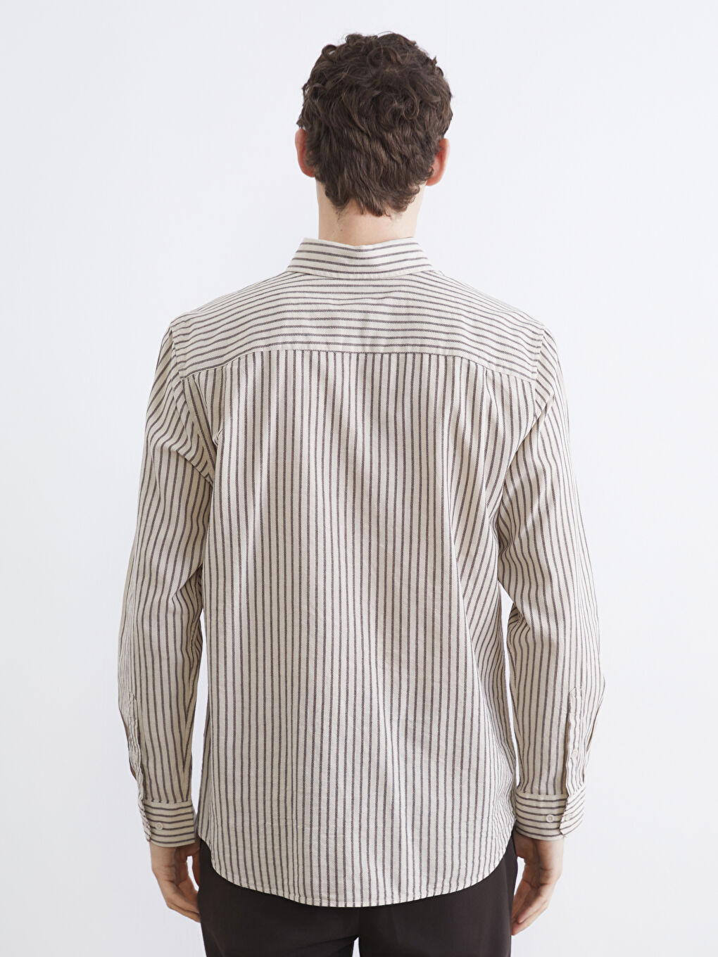 Mürdüm Regular Fit Çizgili Erkek Balıksırtı Gömlek-3