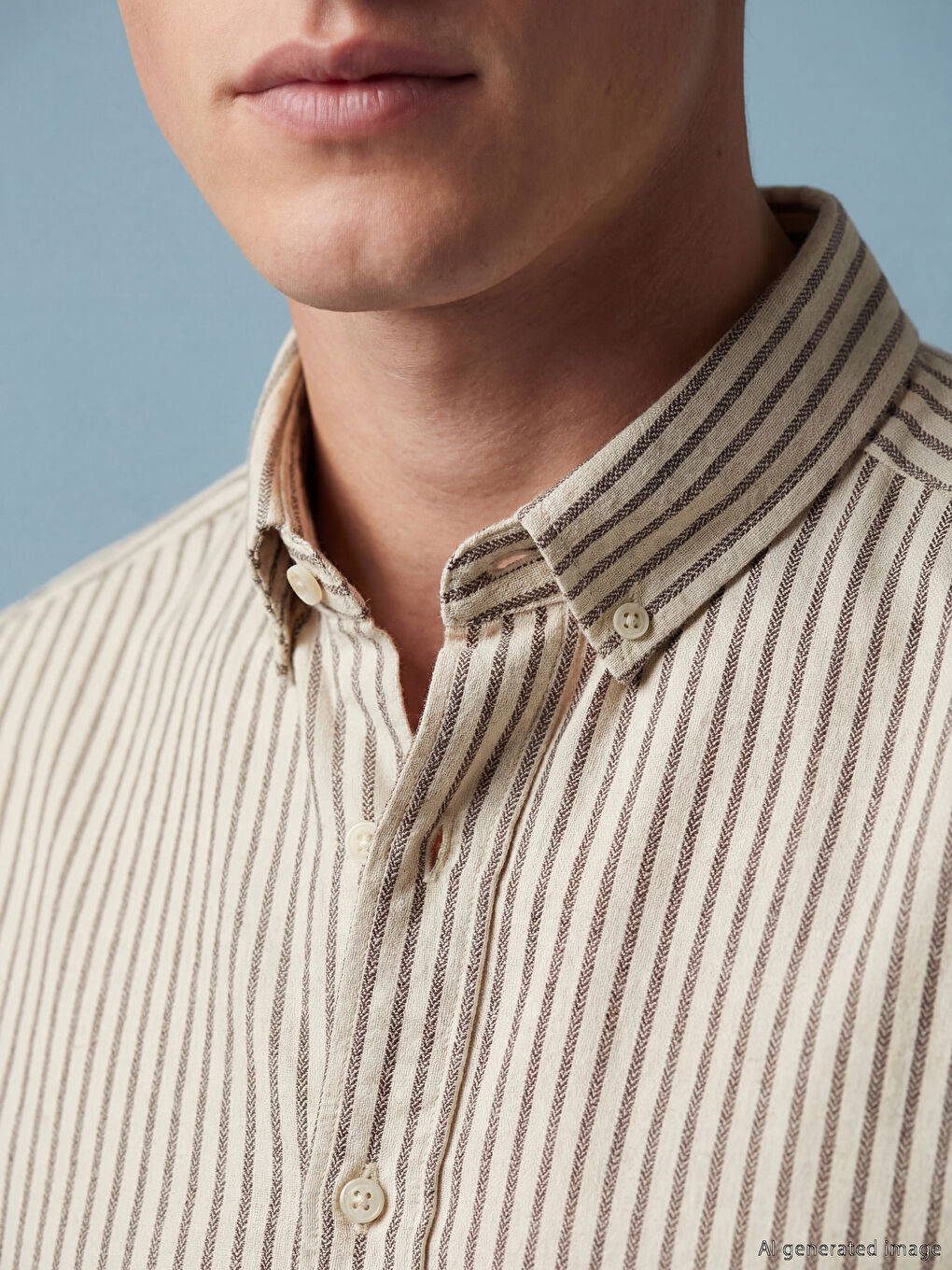 Mürdüm Regular Fit Çizgili Erkek Balıksırtı Gömlek-2