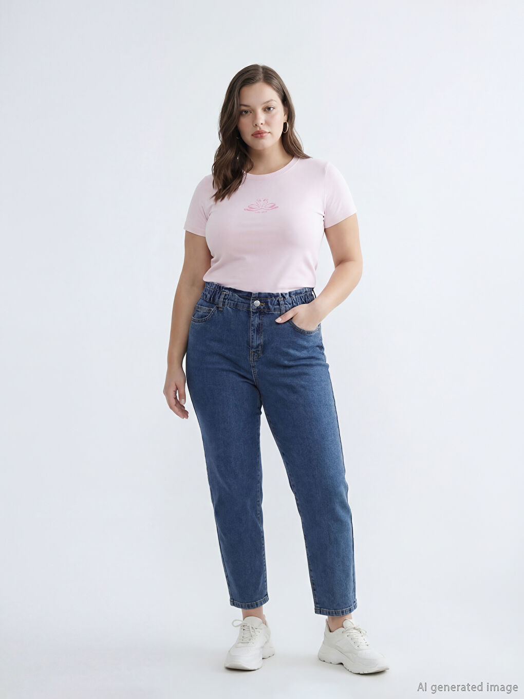 İndigo Beli Lastikli Slim Fit Kadın Jean Pantolon-1