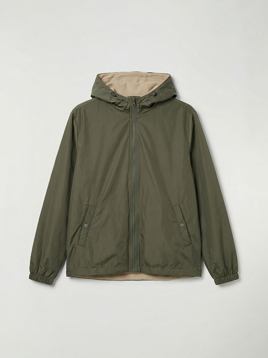 Haki Kapüşonlu Kadın Yağmurluk-6