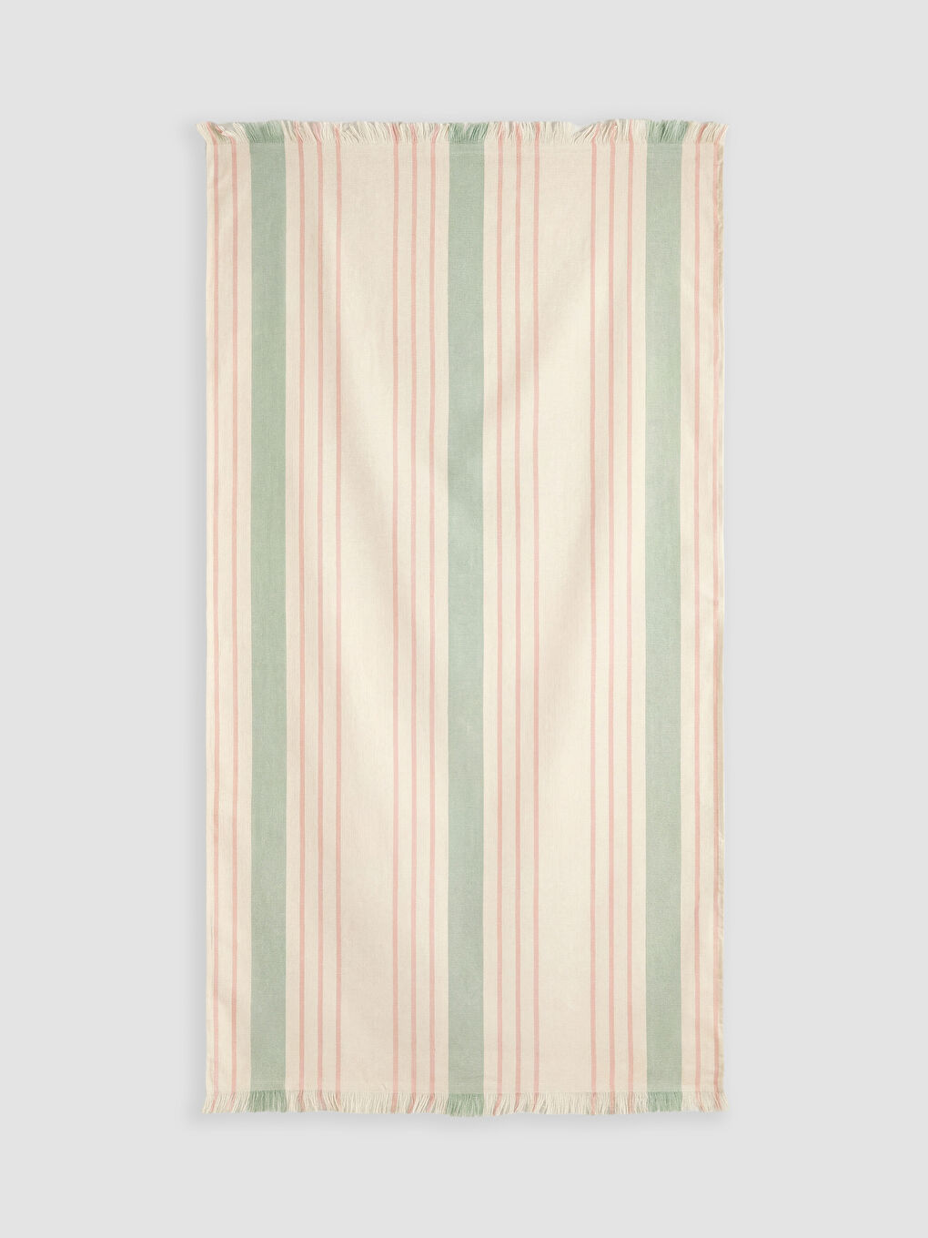 Ekru Çizgili Kadın Plaj Havlusu-1