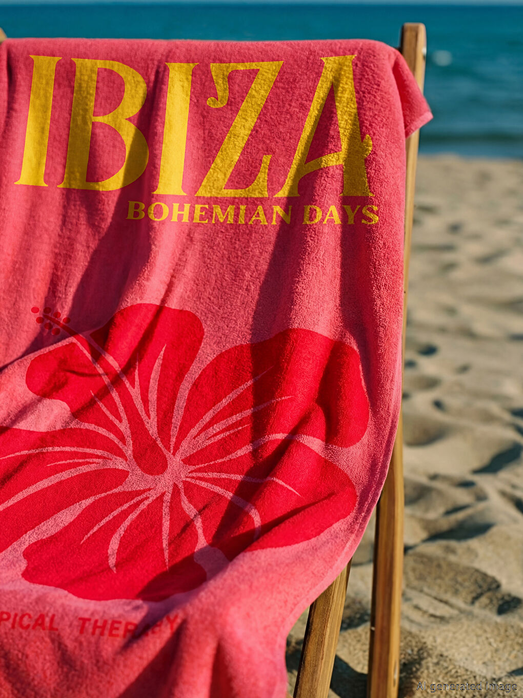 Pembe Ibiza Baskılı Kadın Plaj Havlusu 70x150 cm