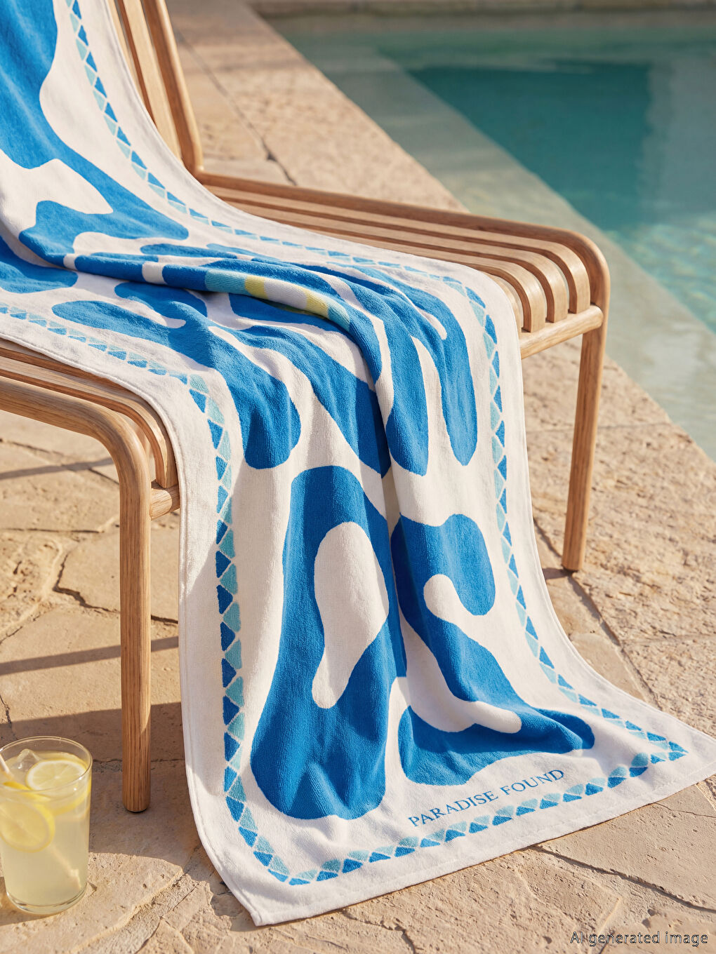 Mavi Baskılı Kadın Plaj Havlusu 70x150 cm