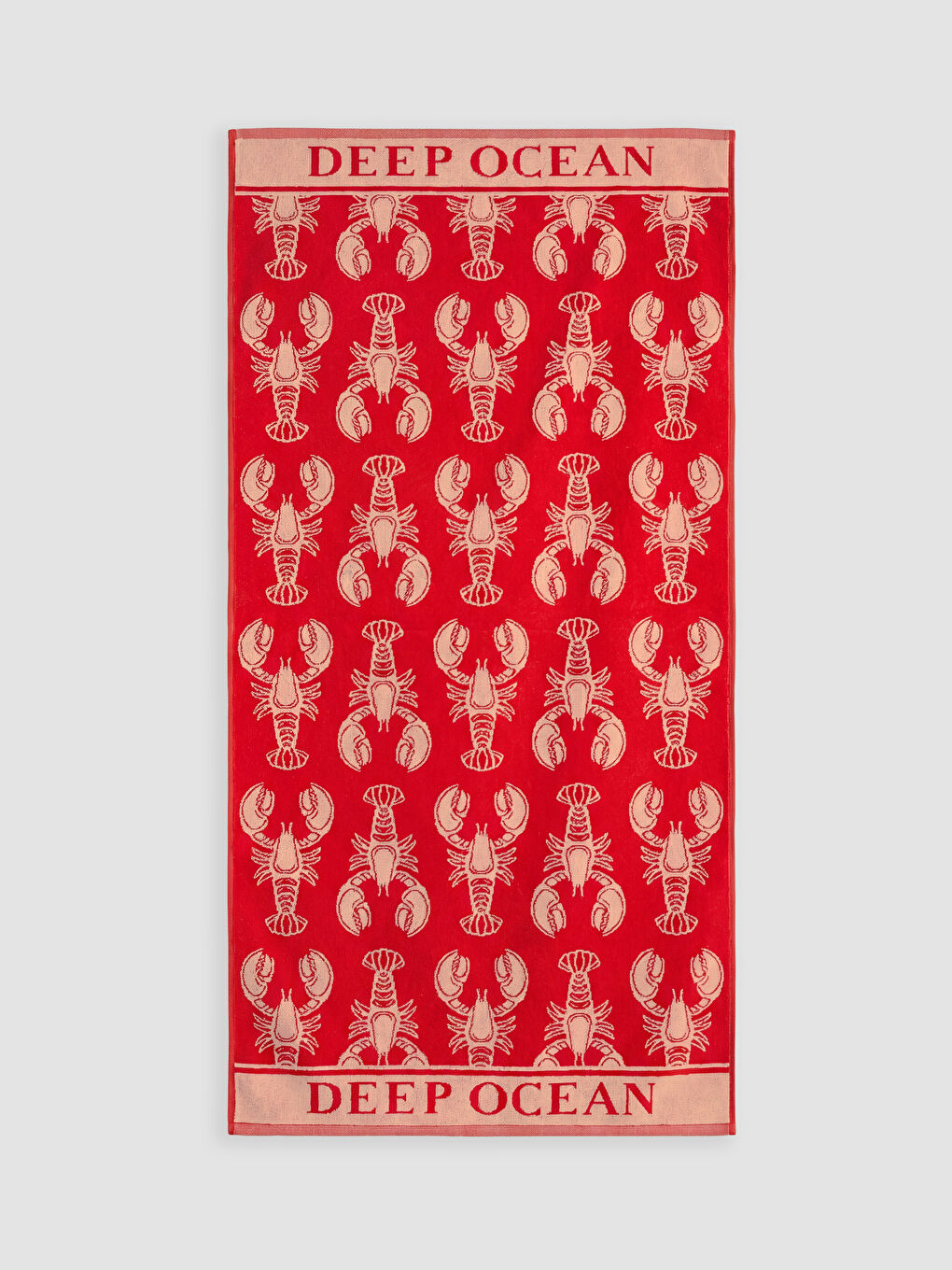 Kırmızı Istakoz Desenli Pamuklu Kadın Plaj Havlusu 70x150 cm-1