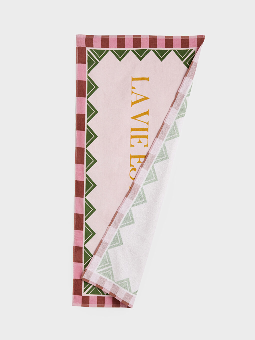 Pembe Yazı Baskılı Kadın Plaj Havlusu 70x150 cm-5