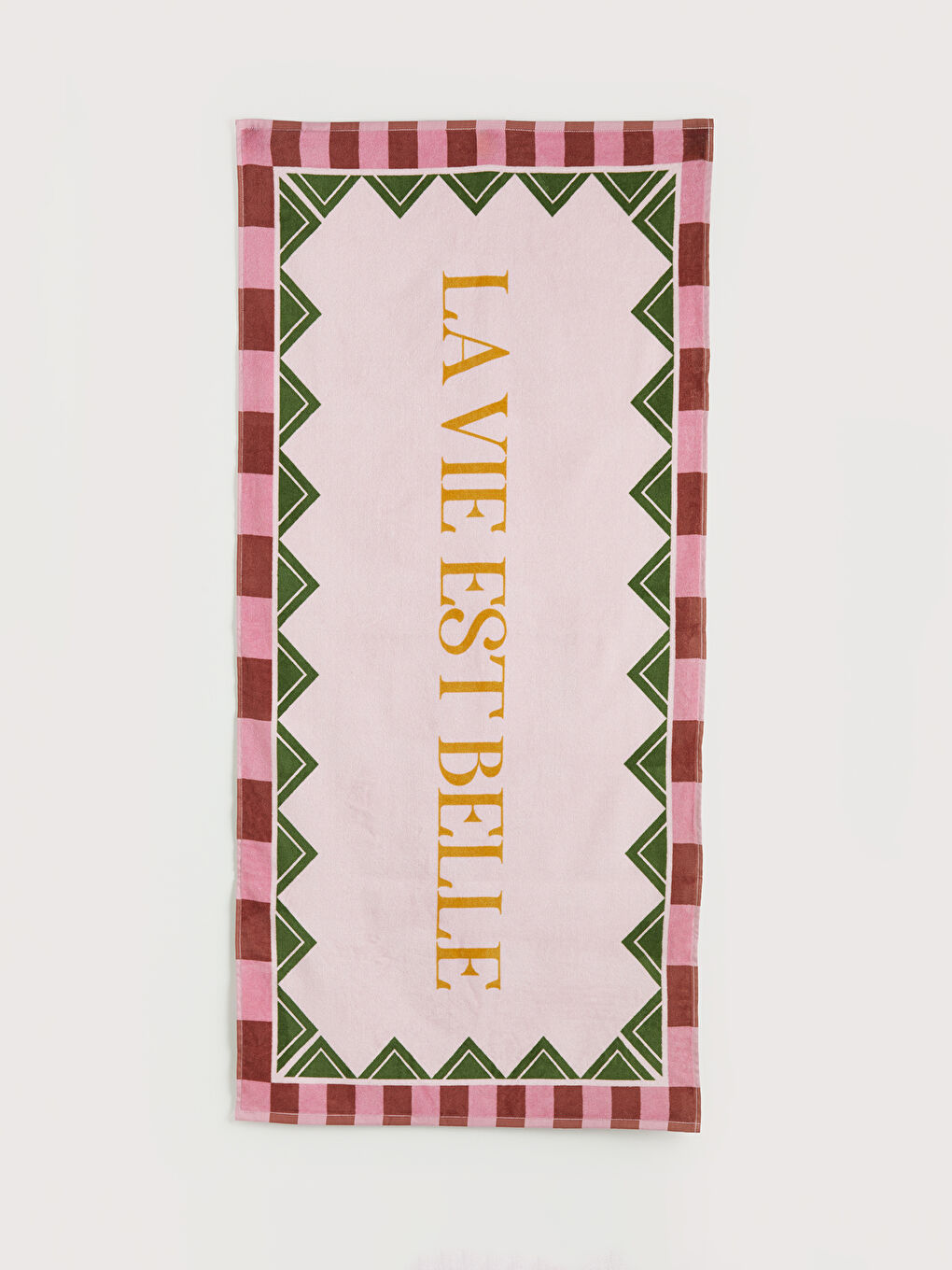 Pembe Yazı Baskılı Kadın Plaj Havlusu 70x150 cm-3