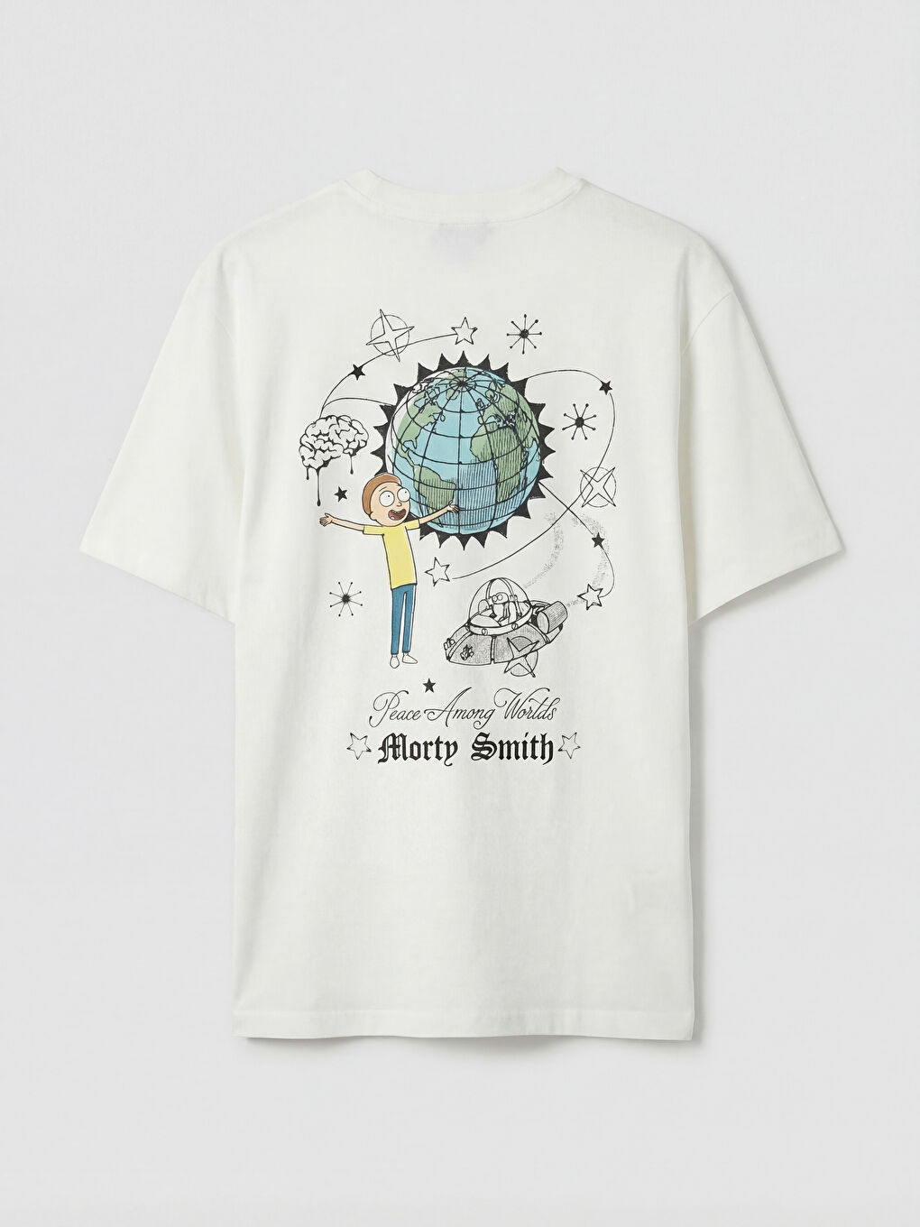 Ekru Rick and Morty Baskılı Erkek Tişört-1