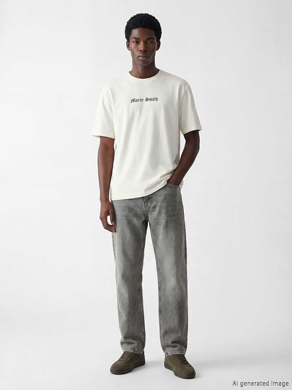 Beyaz Rick and Morty Baskılı Erkek Tişört-1