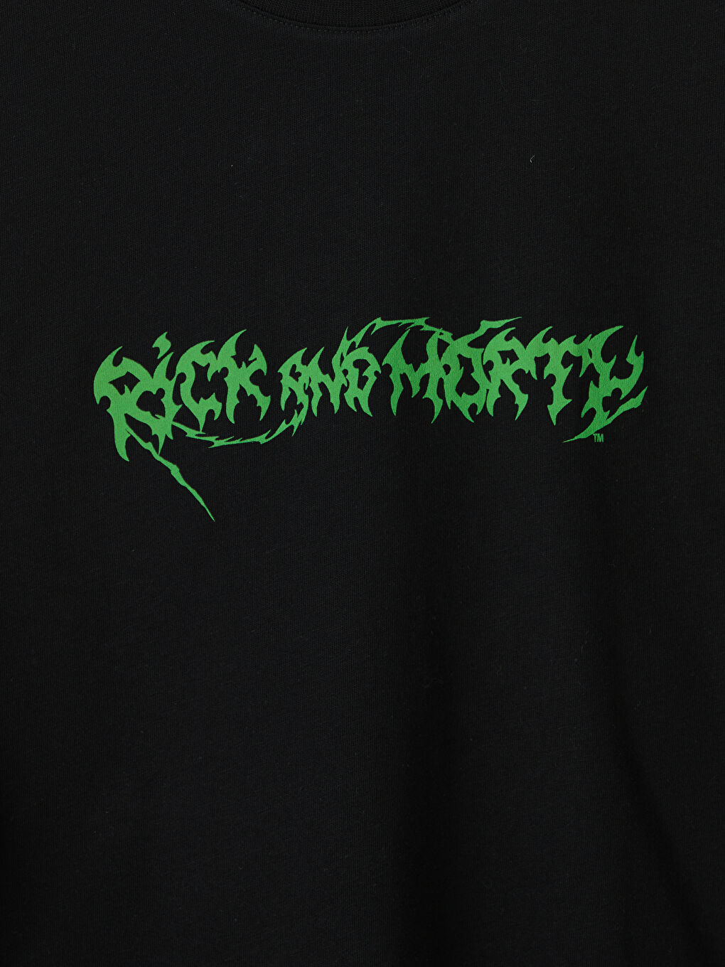 Siyah Bisiklet Yaka Rick and Morty Baskılı Erkek Tişört-2