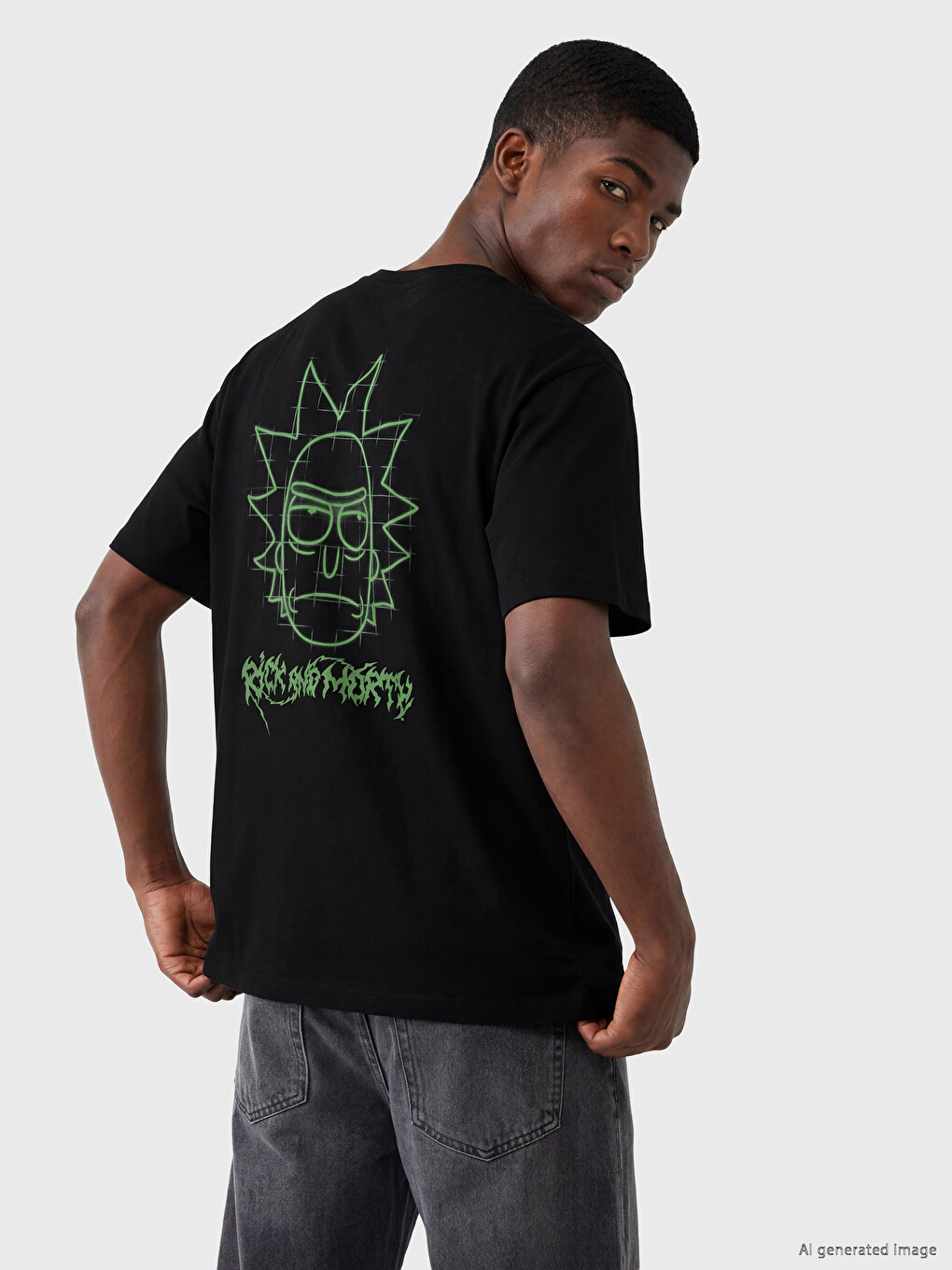 Crew Neck Rick and Morty Printed Men's T-Shirt-1