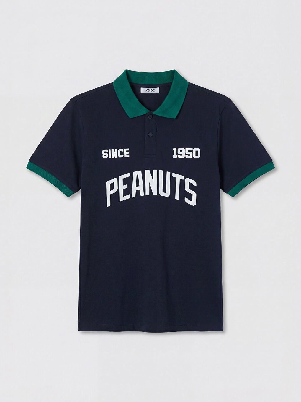 Lacivert Polo Yaka Snoopy Baskılı Erkek Tişört-4