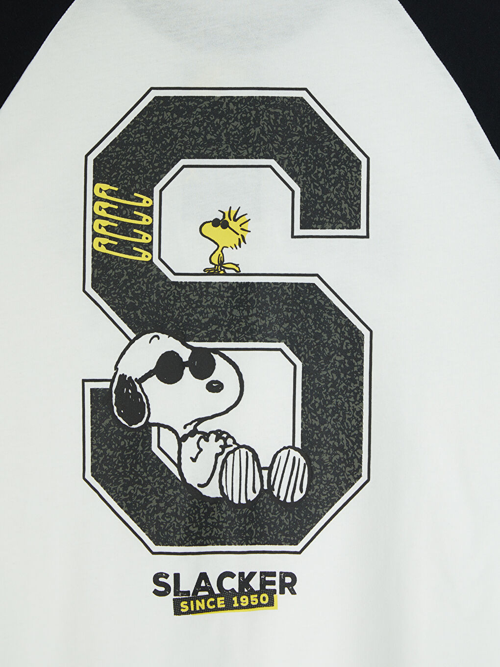 Beyaz Bisiklet Yaka Snoopy Baskılı Erkek Tişört-3