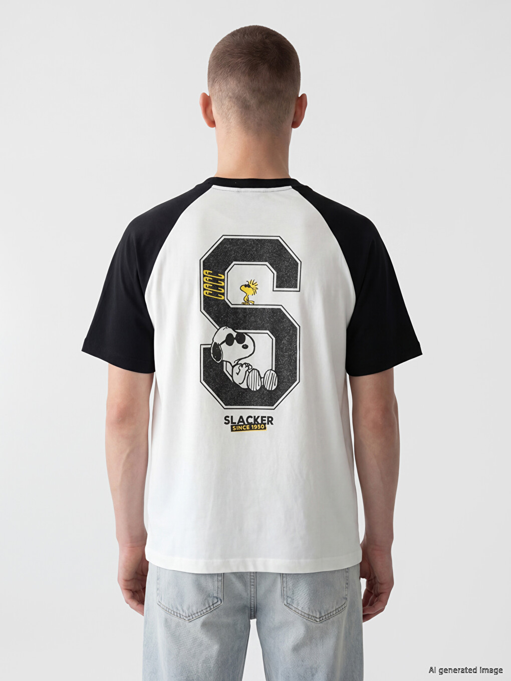 Crew Neck Snoopy Printed Men's T-Shirt-3
