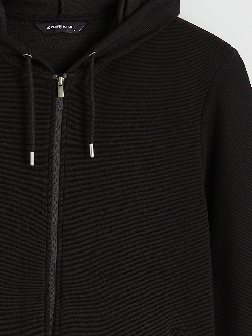 Siyah Kapüşonlu Erkek Fermuarlı Sweatshirt-1