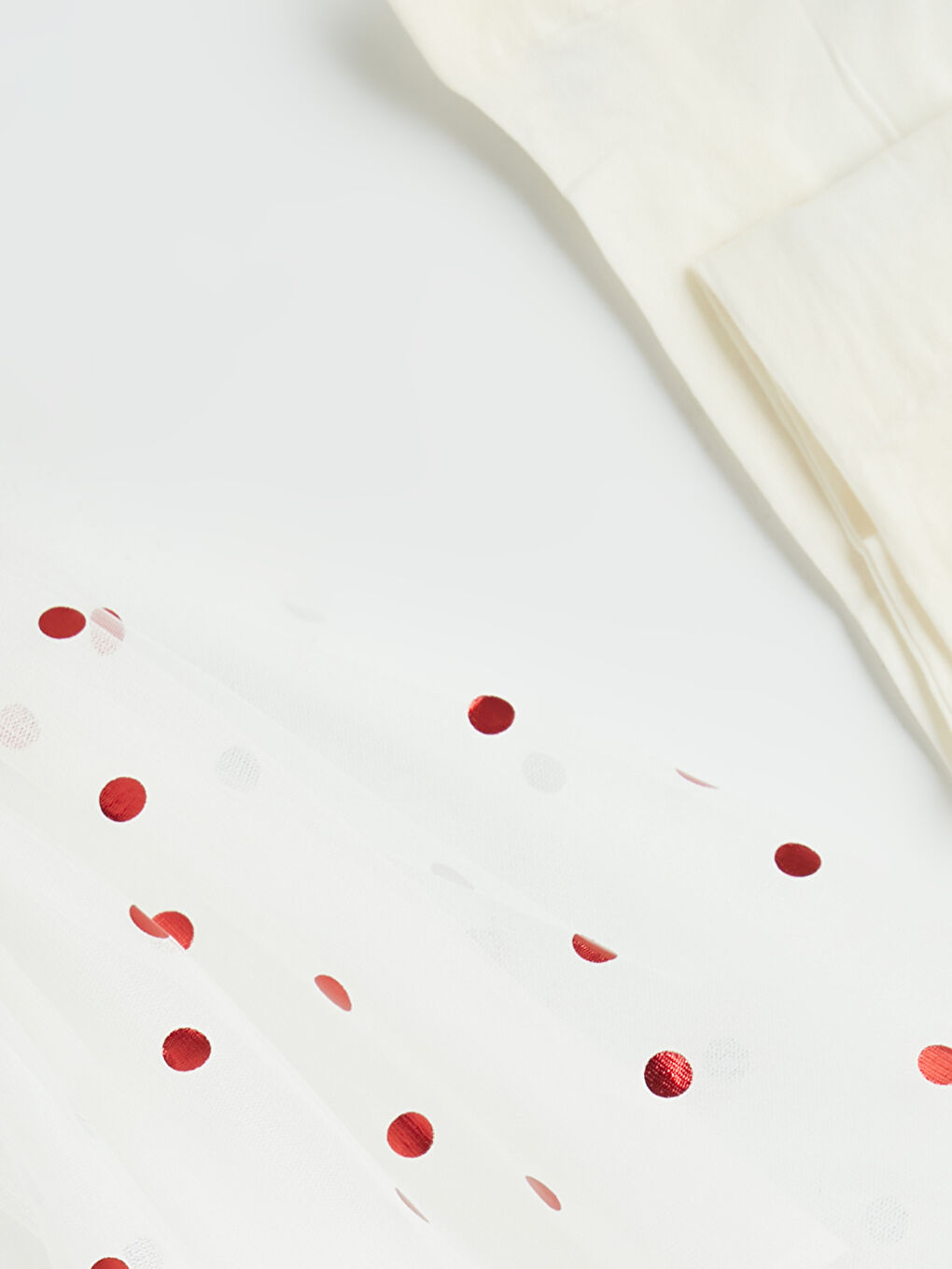 Ekru Kız Çocuk Puantiyeli Tütü Etek ve Külotlu Çorap-3