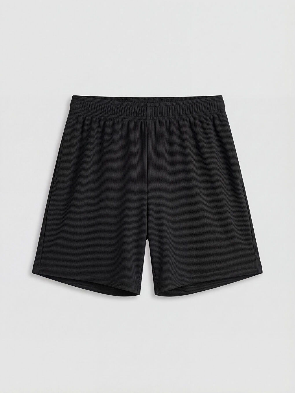 Siyah Rahat Kalıp Erkek Spor Şort-4