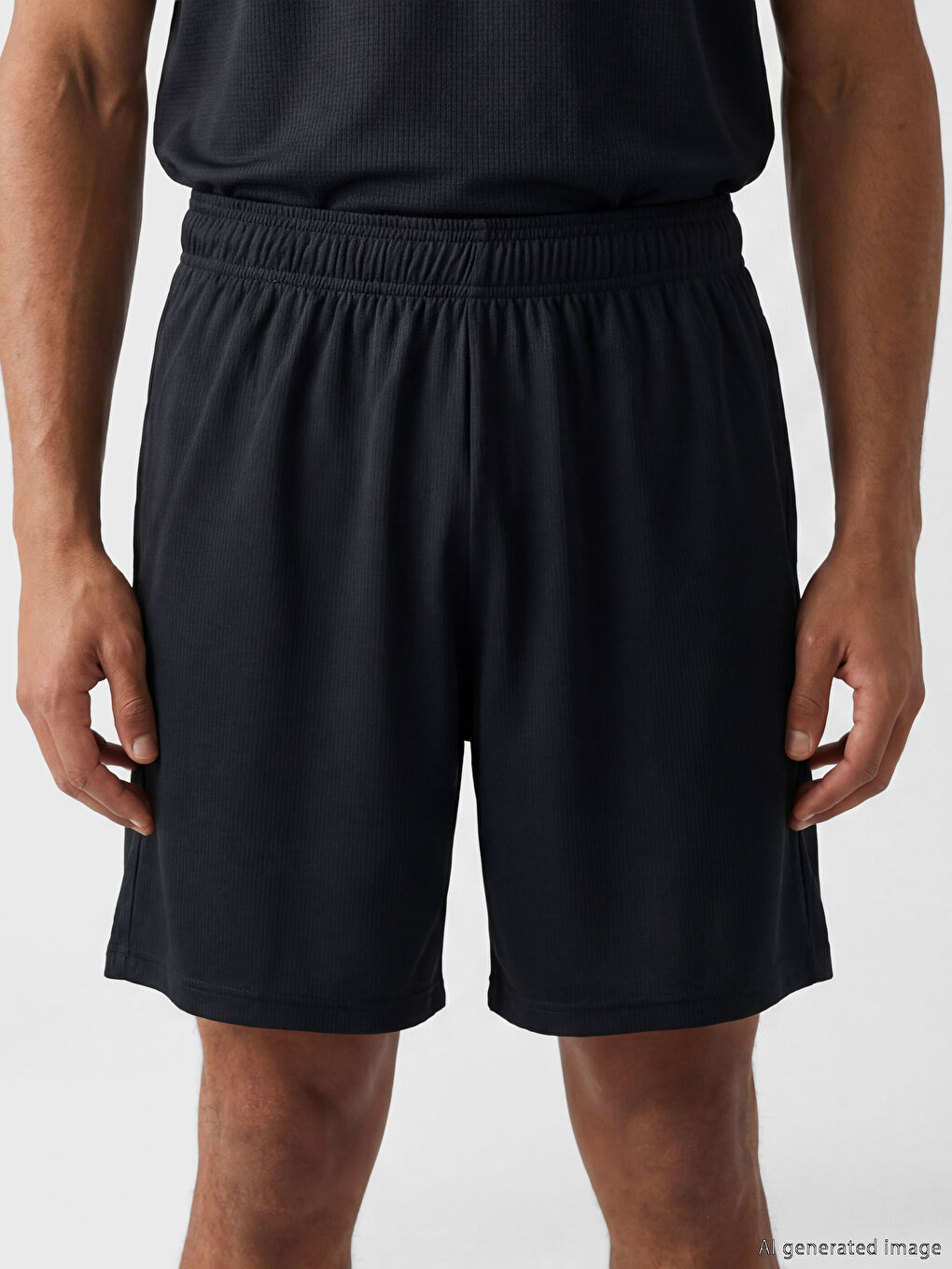 Siyah Rahat Kalıp Erkek Spor Şort-2