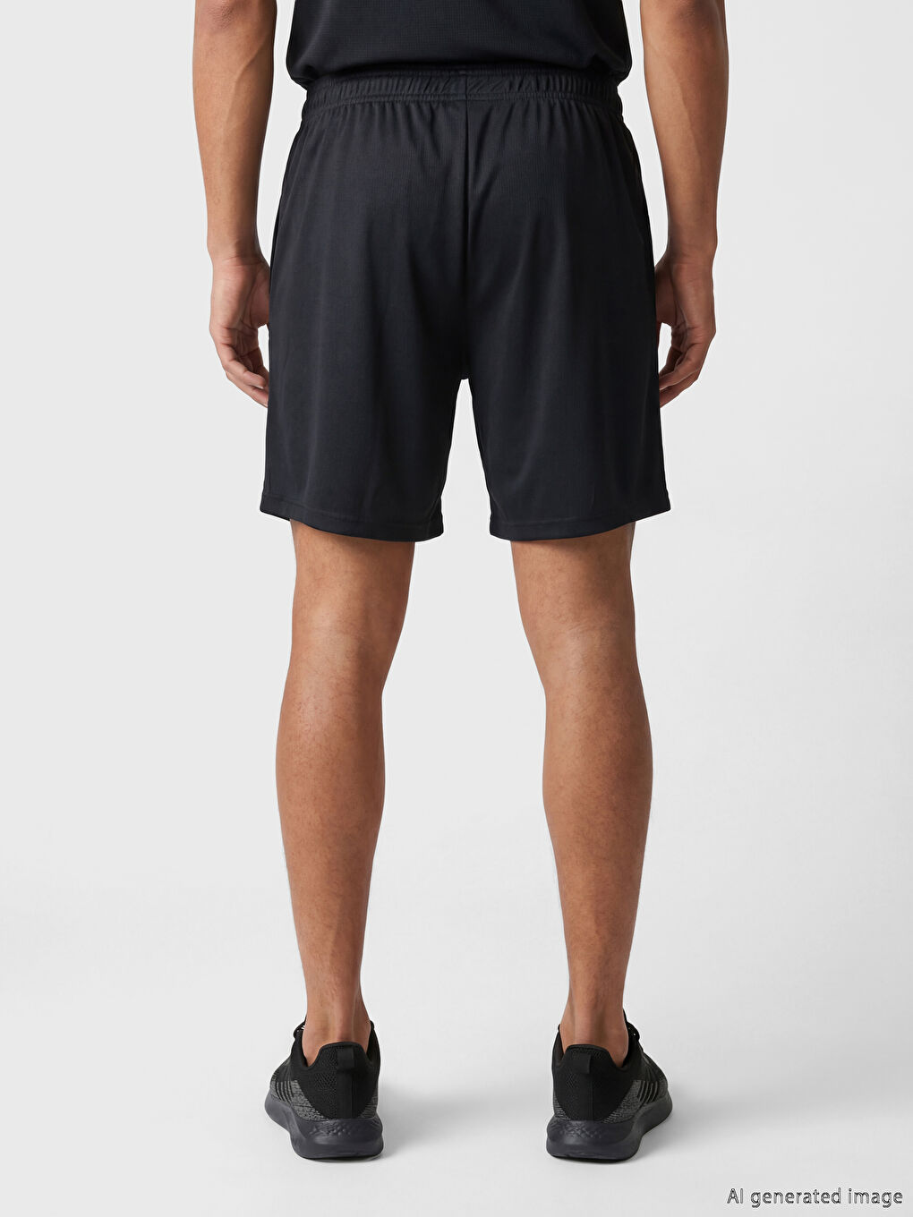 Siyah Rahat Kalıp Erkek Spor Şort-3