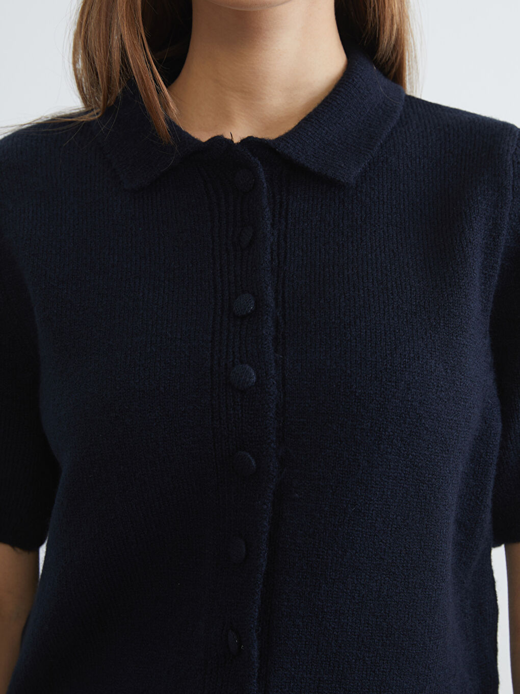 Women's Polo Collar Knit Cardigan-2