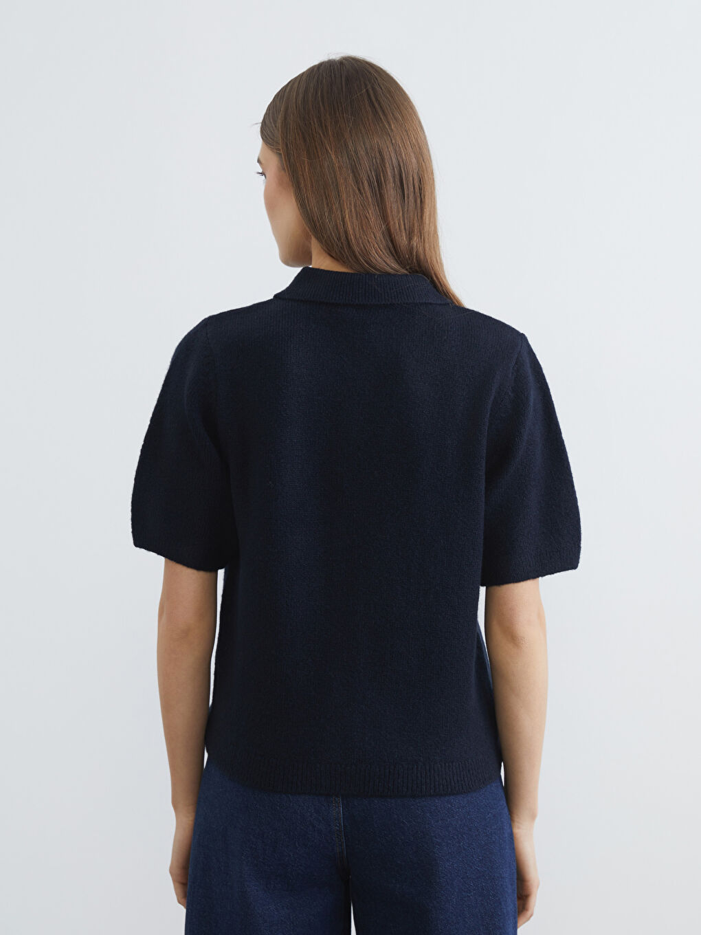 Women's Polo Collar Knit Cardigan-3