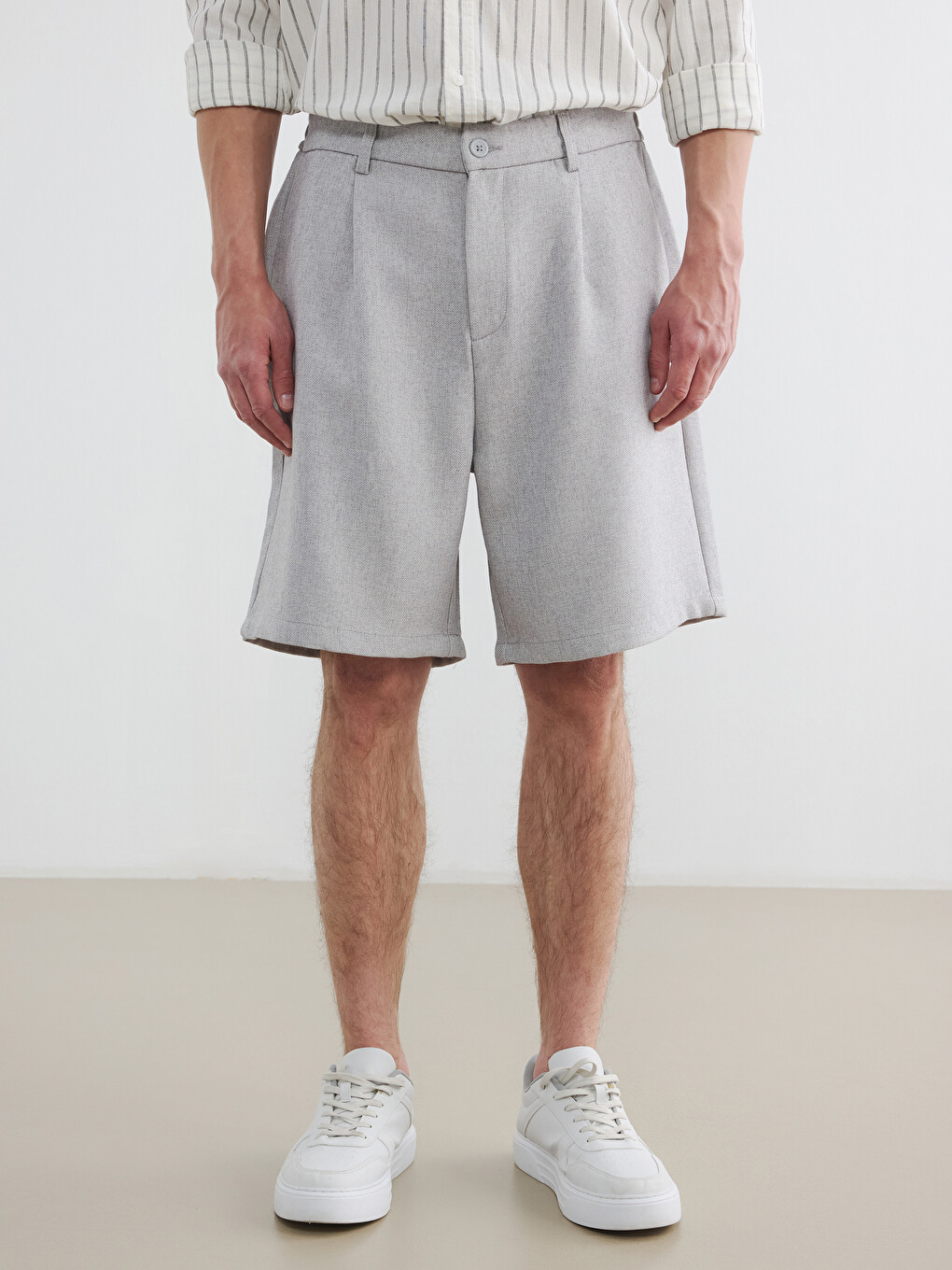 Relax Fit Linen Look Men's Shorts-1