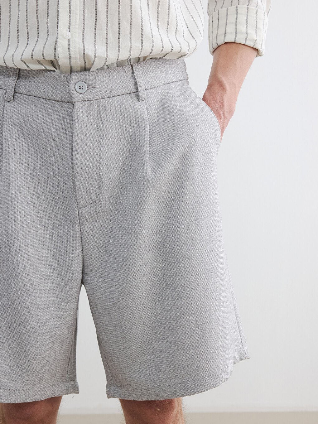 Relax Fit Linen Look Men's Shorts-2
