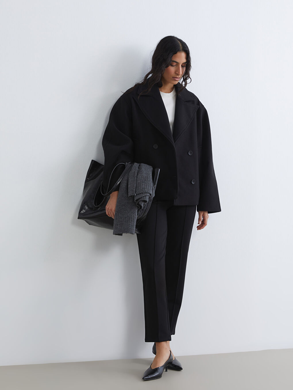 Double-Breasted Oversized Women's Wool Coat-1