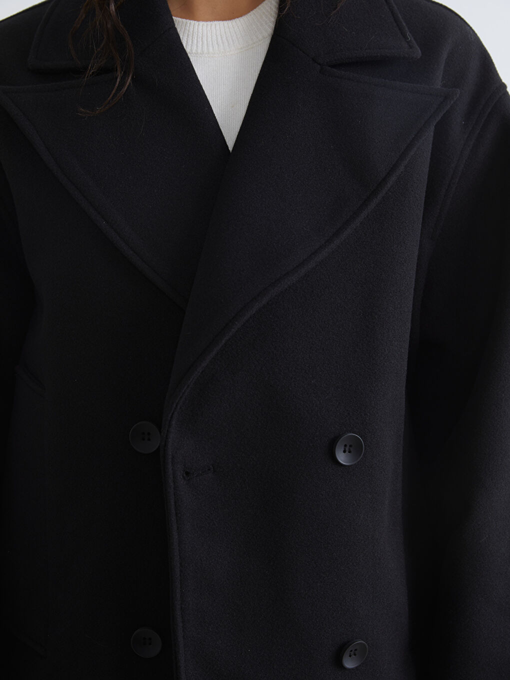 Double-Breasted Oversized Women's Wool Coat-2