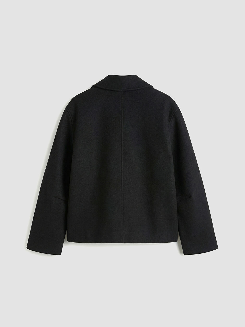 Siyah Kruvaze Yaka Oversize Kadın Kaşe Kaban-1