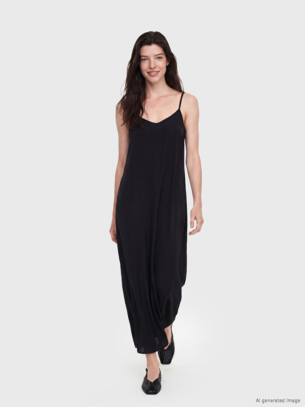 V Neck Strappy A Form Dress