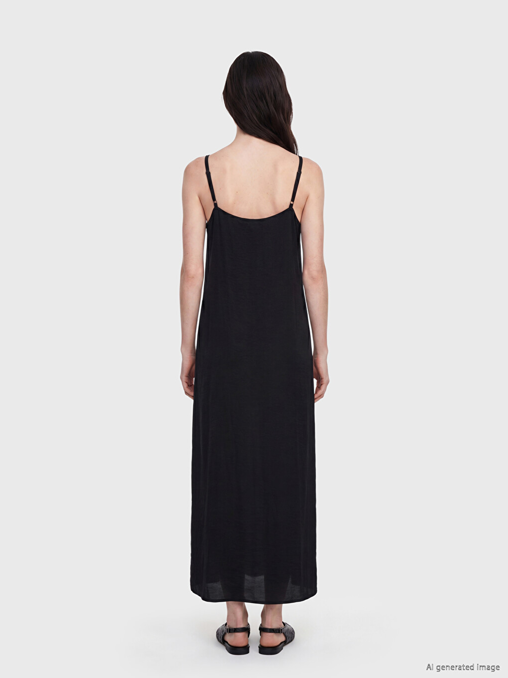 V Neck Strappy A Form Dress-3