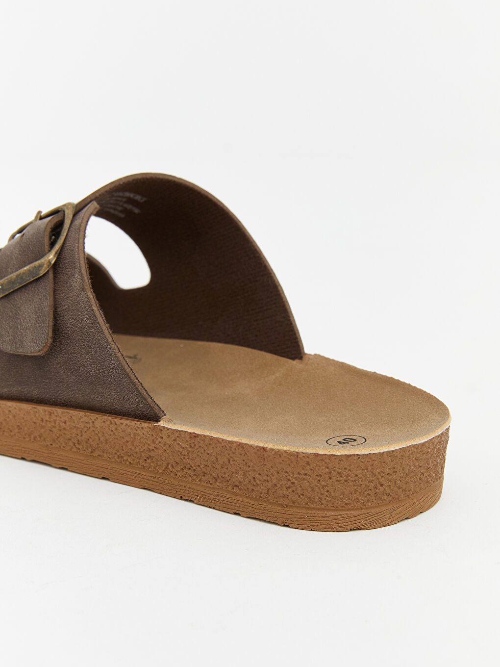 Kahverengi Çift Bantlı Ayarlanabilir Kadın Terlik-4