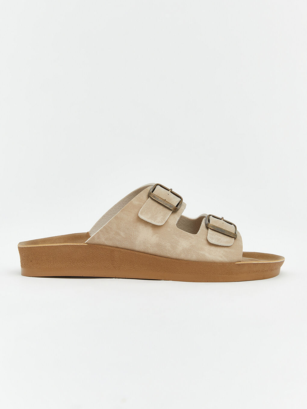 Bej Çift Bantlı Ayarlanabilir Kadın Terlik-1