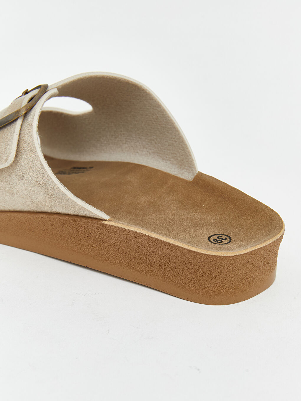 Bej Çift Bantlı Ayarlanabilir Kadın Terlik-4