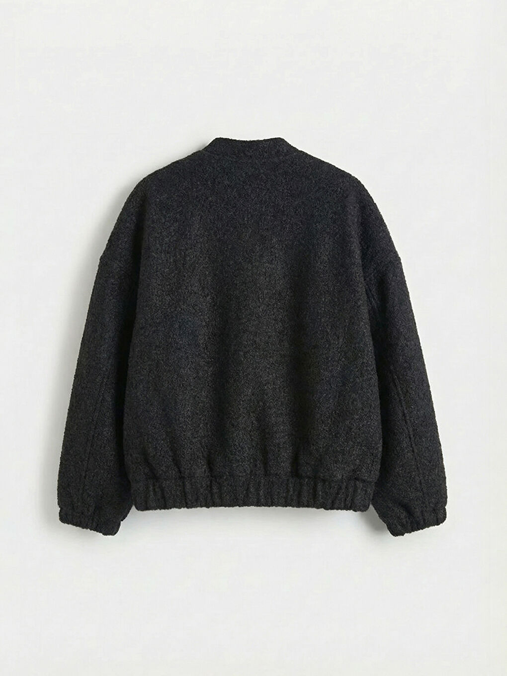 Siyah Kolej Yaka Oversize Kadın Pelüş Mont-7