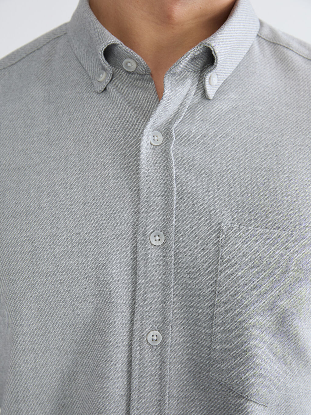 Gri Regular Fit Armürlü Erkek Gömlek-2