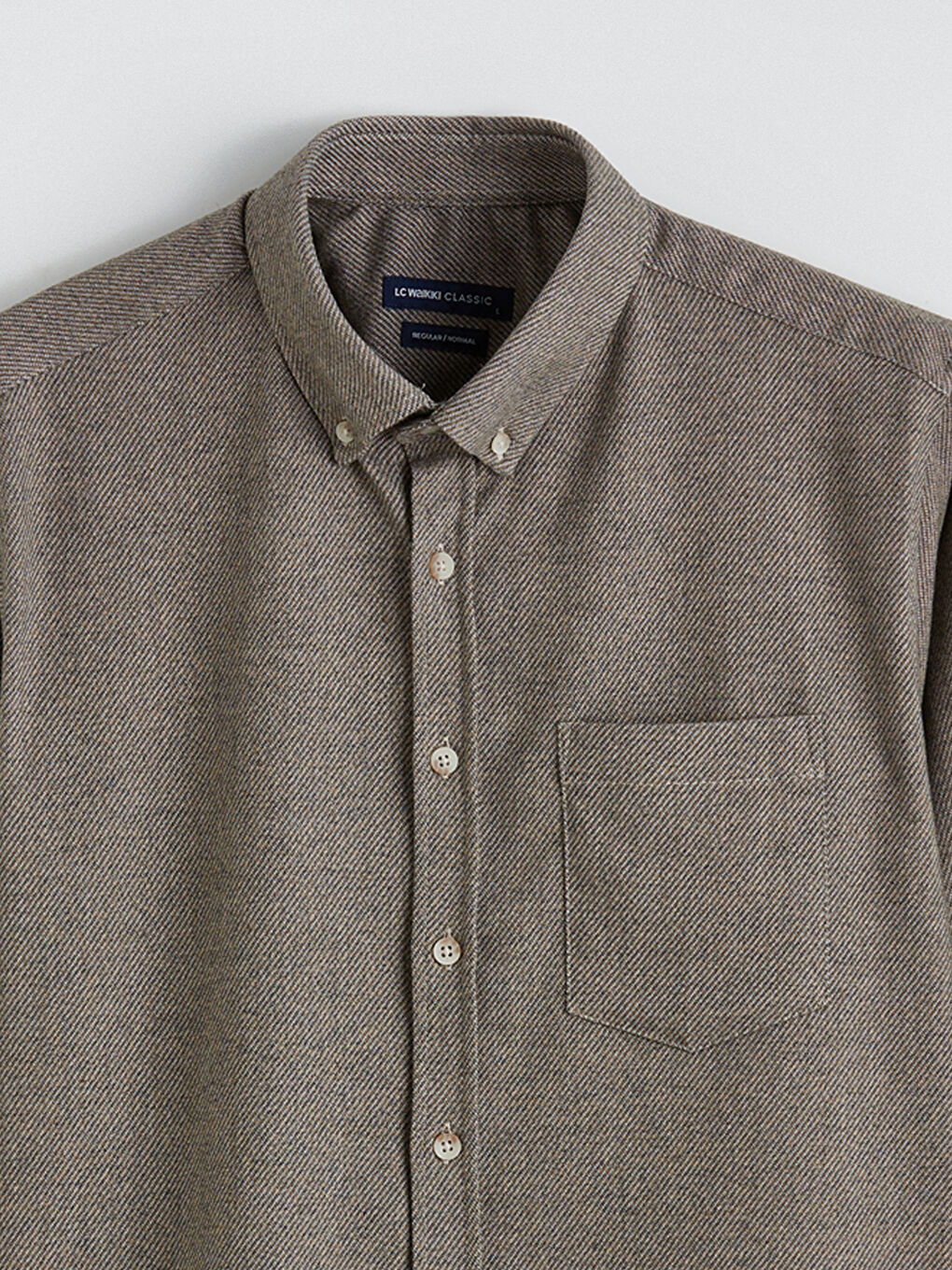 Kahverengi Regular Fit Armürlü Erkek Gömlek-1