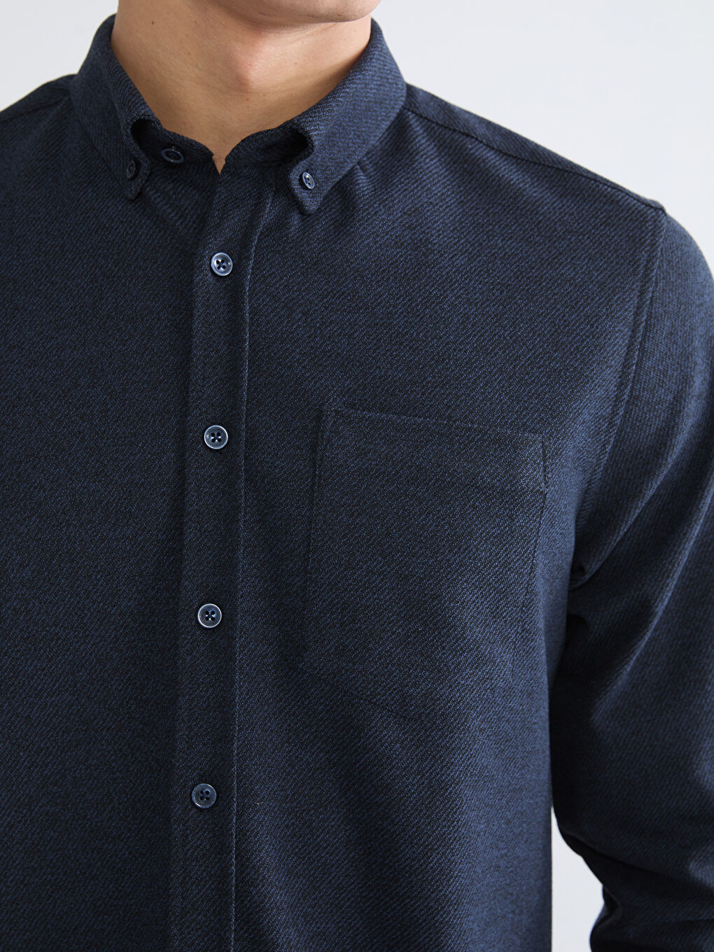 Lacivert Regular Fit Armürlü Erkek Gömlek-2