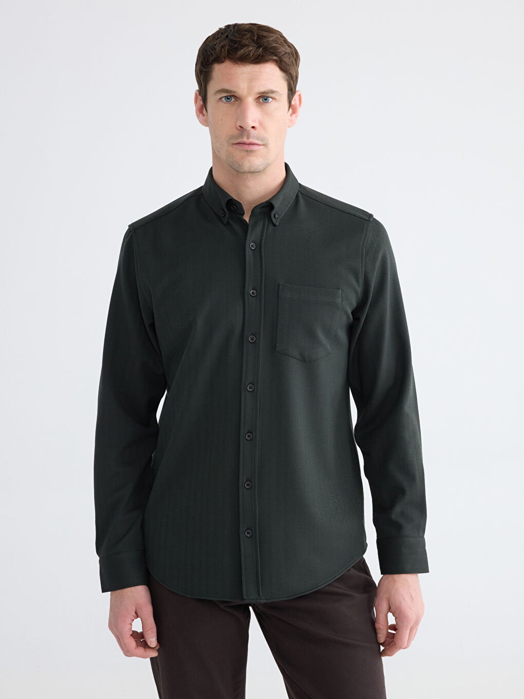 Yeşil Regular Fit Erkek Gömlek