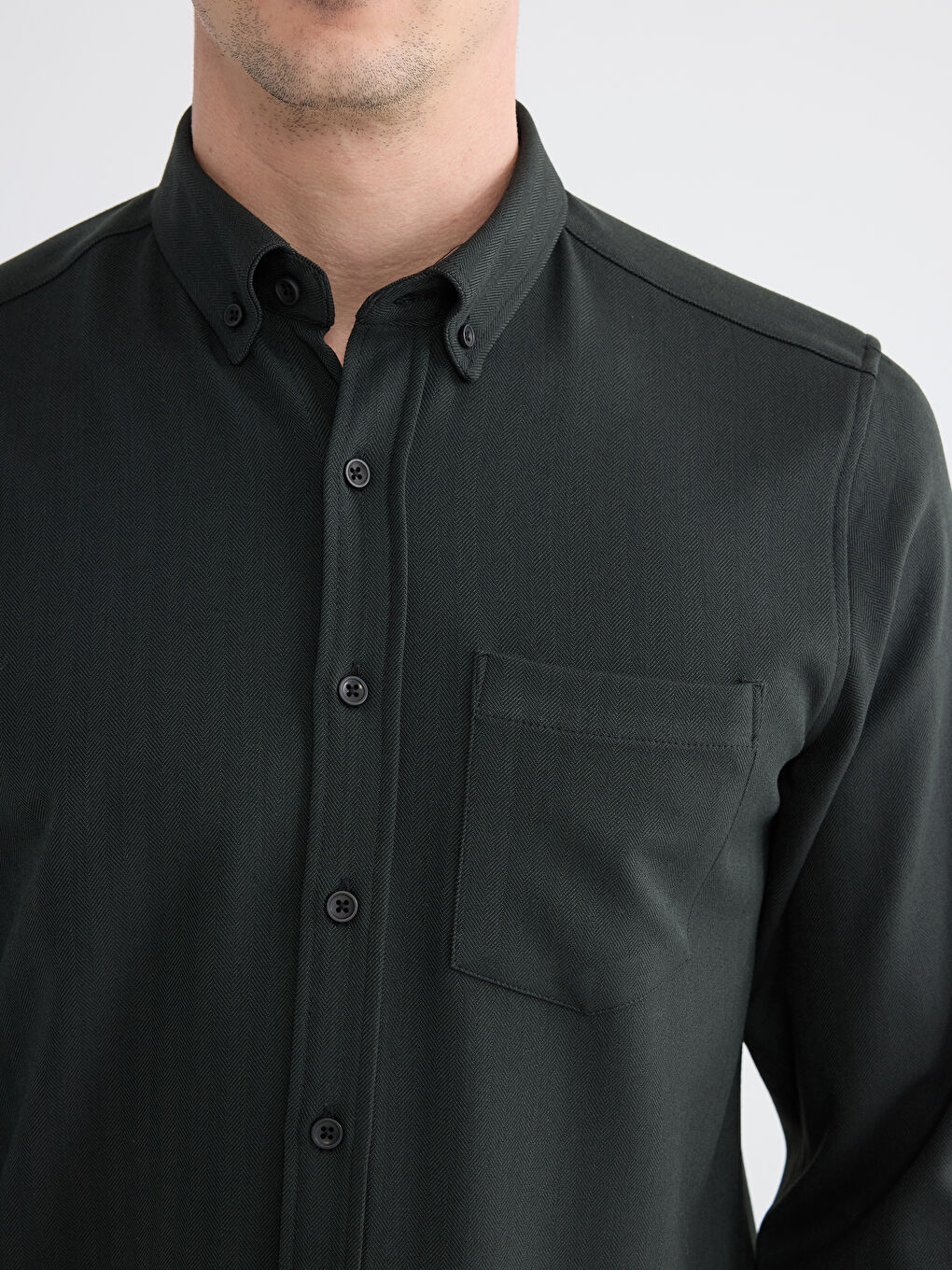 Yeşil Regular Fit Erkek Gömlek-2