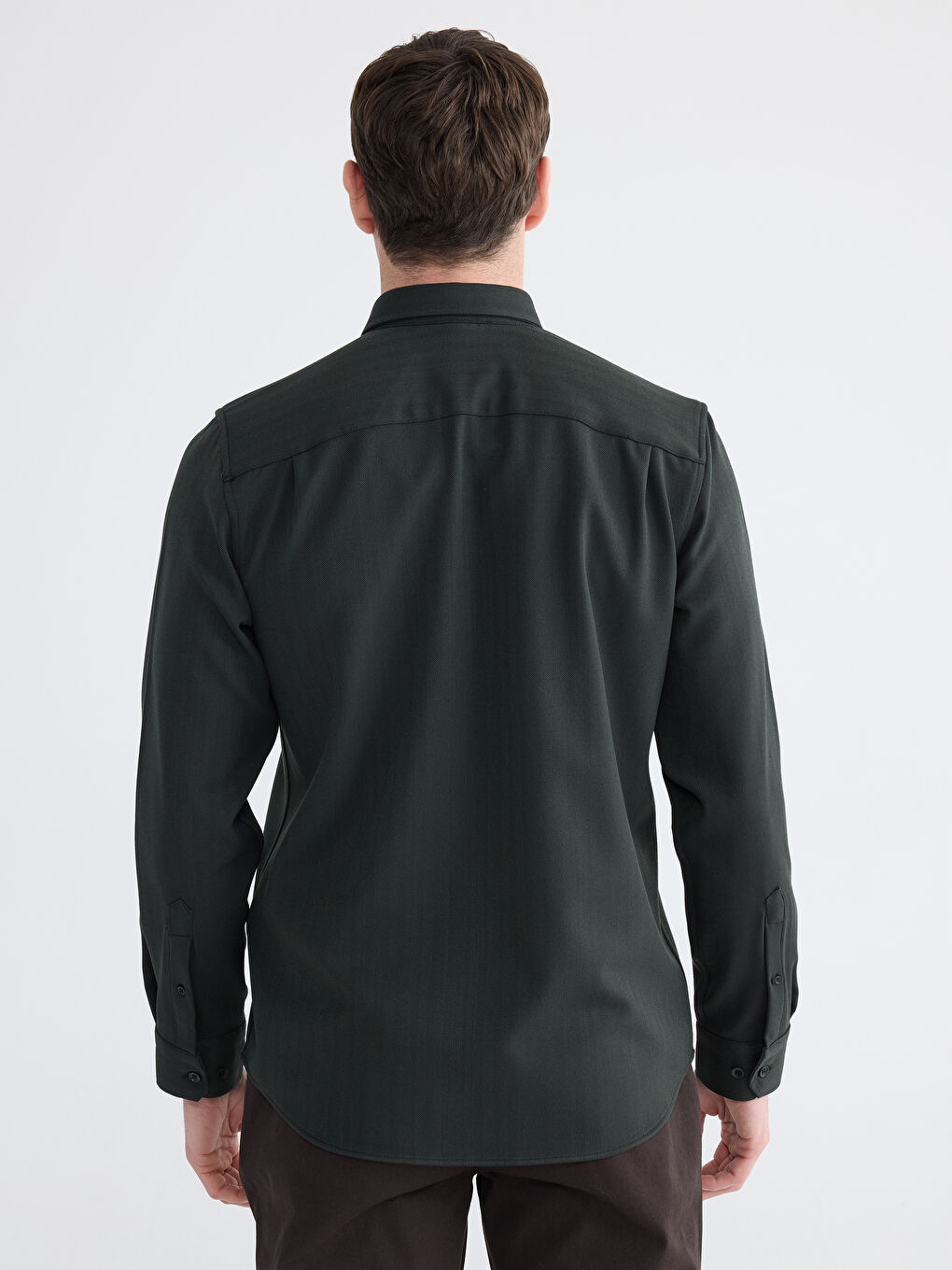 Yeşil Regular Fit Erkek Gömlek-3