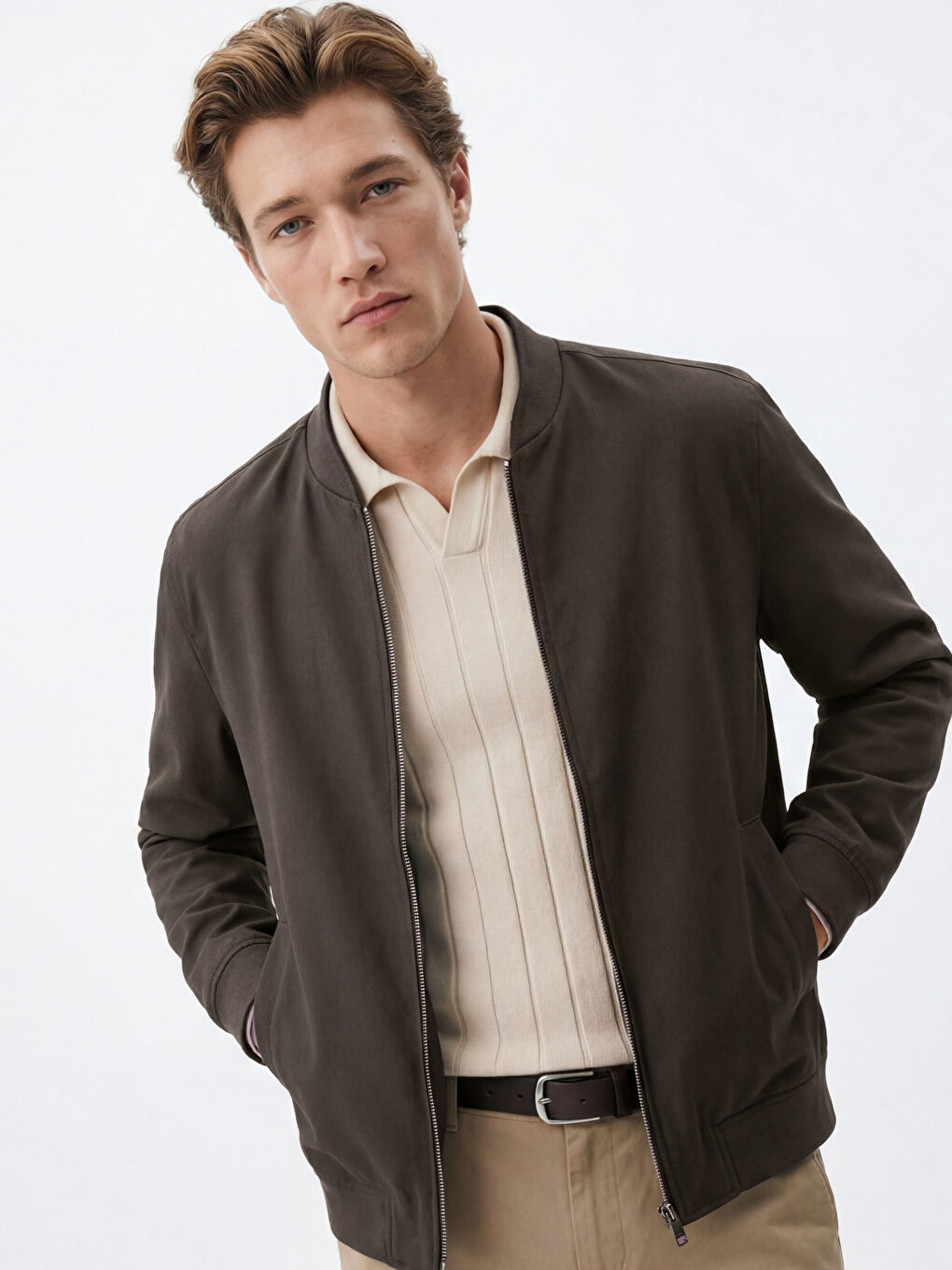 Haki Standart Kalıp Erkek Ceket-1