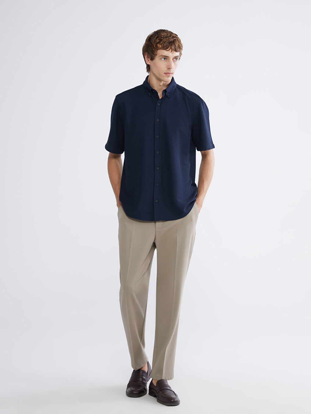 Kahverengi Standart Kalıp Armürlü Erkek Pantolon