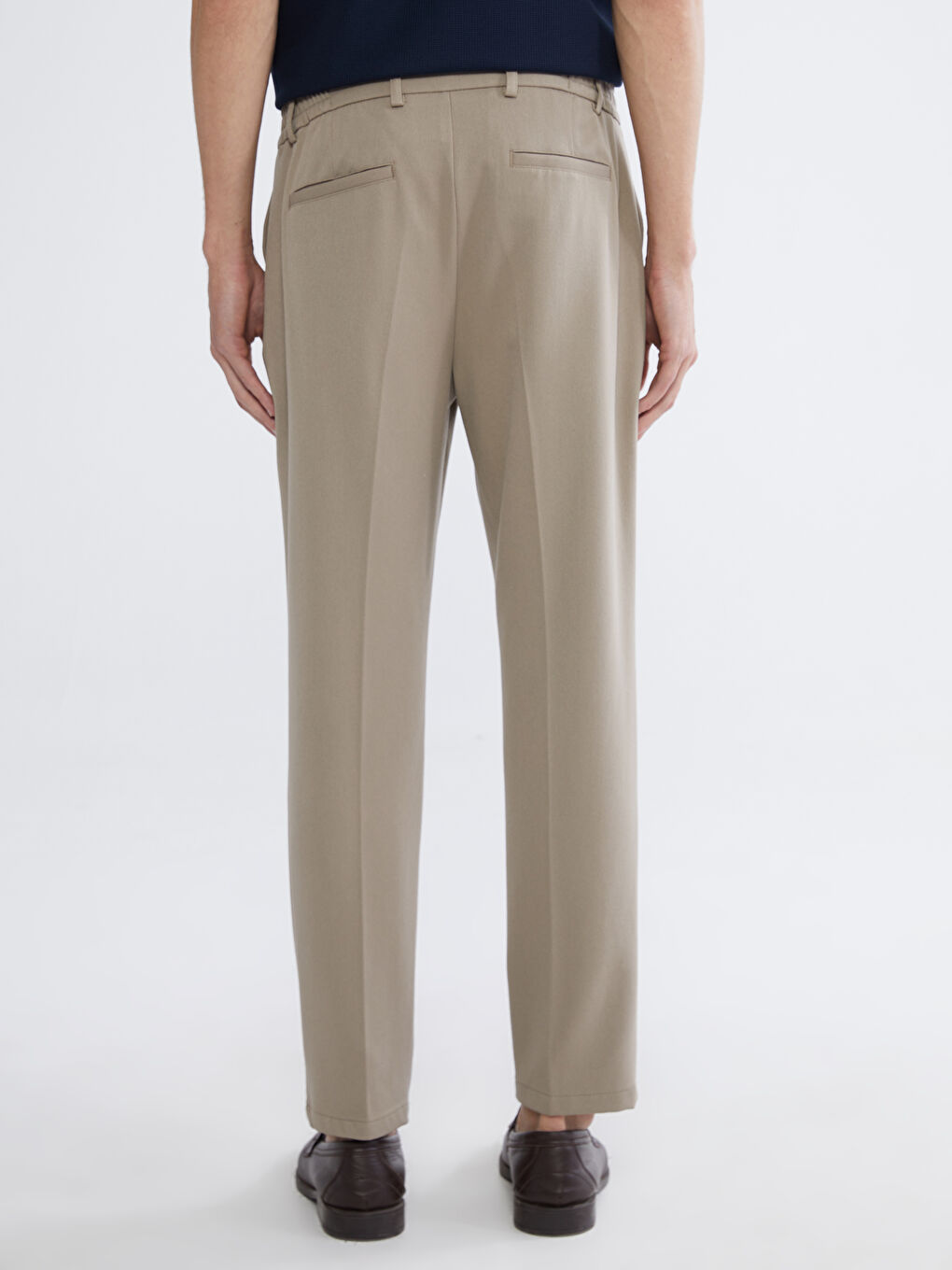 Kahverengi Standart Kalıp Armürlü Erkek Pantolon-3