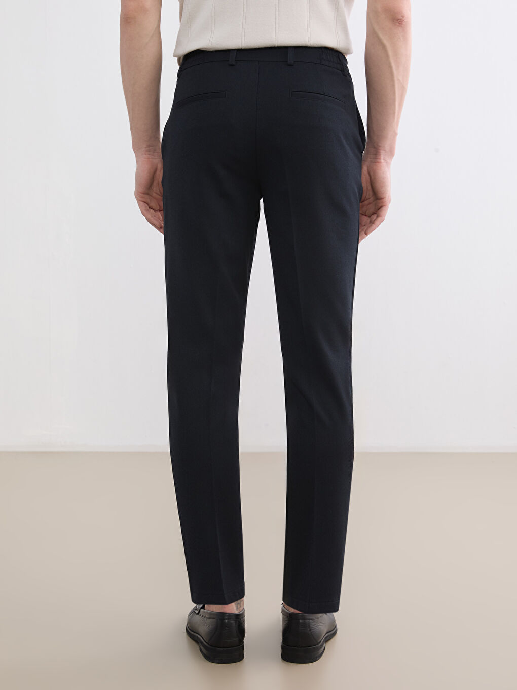 Lacivert Standart Kalıp Armürlü Erkek Pantolon-3