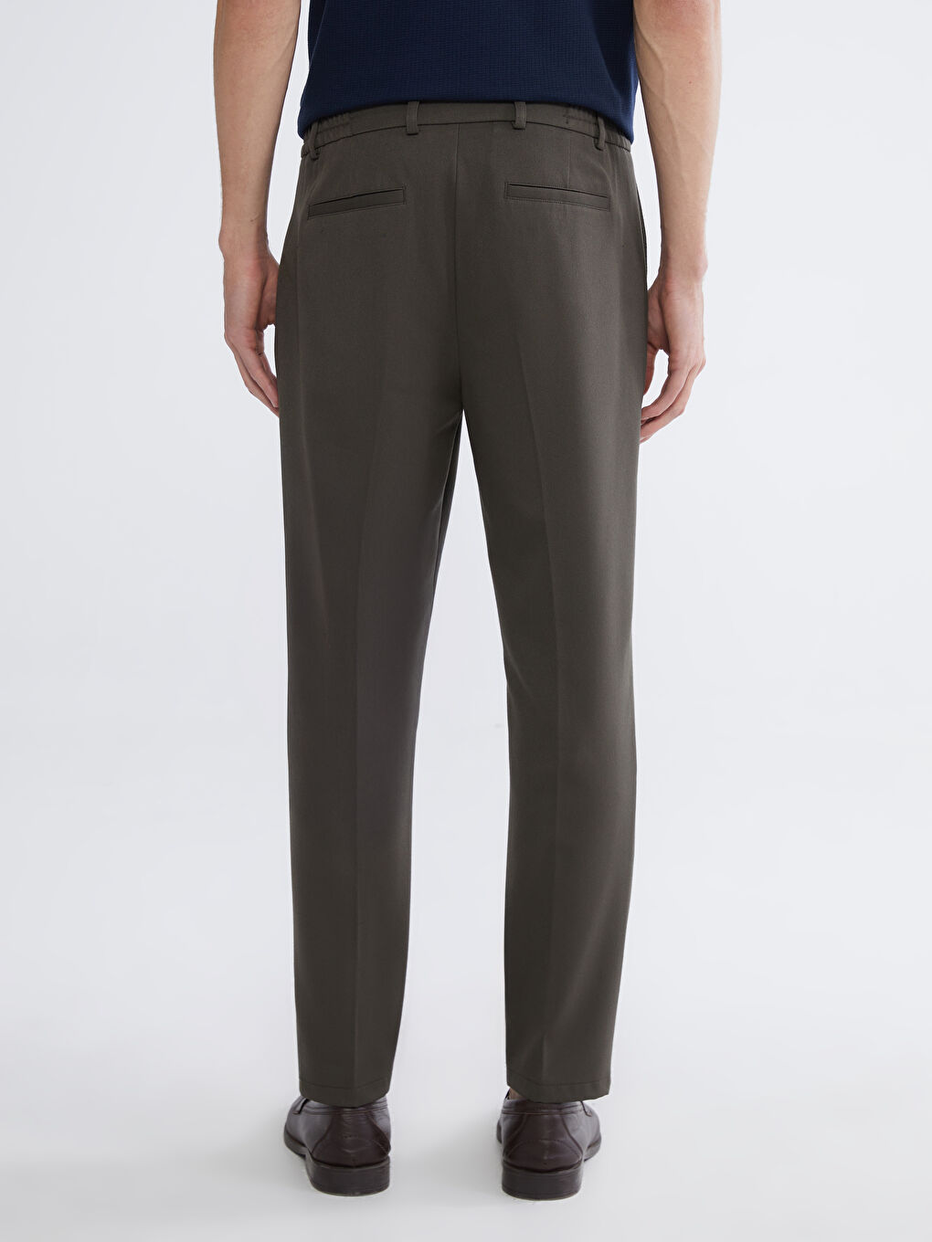 Haki Standart Kalıp Armürlü Erkek Pantolon-3