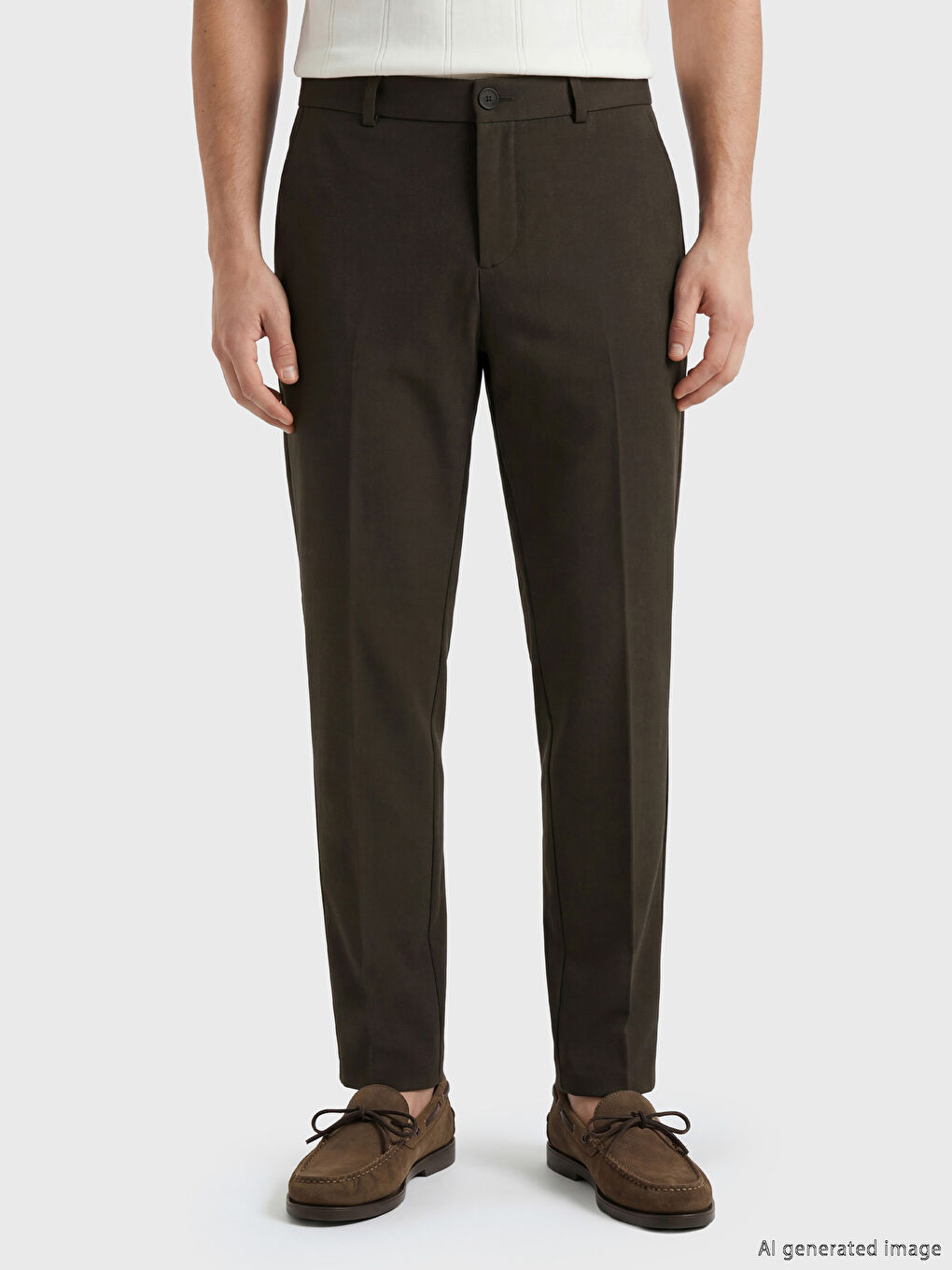 Kahverengi Standart Kalıp Armürlü Erkek Pantolon-2