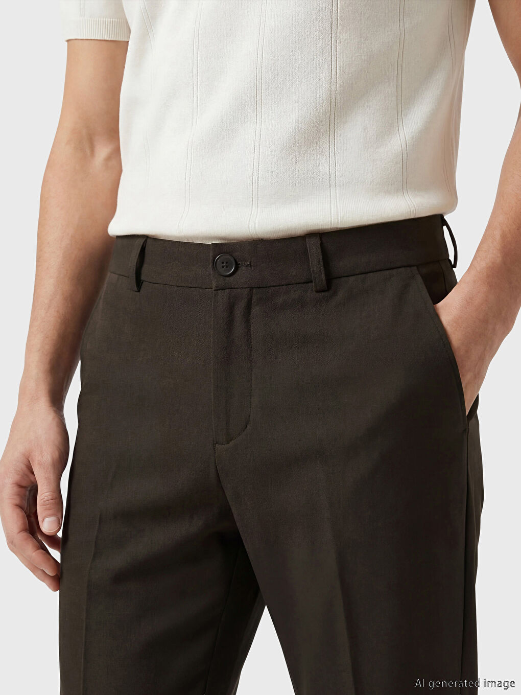 Kahverengi Standart Kalıp Armürlü Erkek Pantolon-3