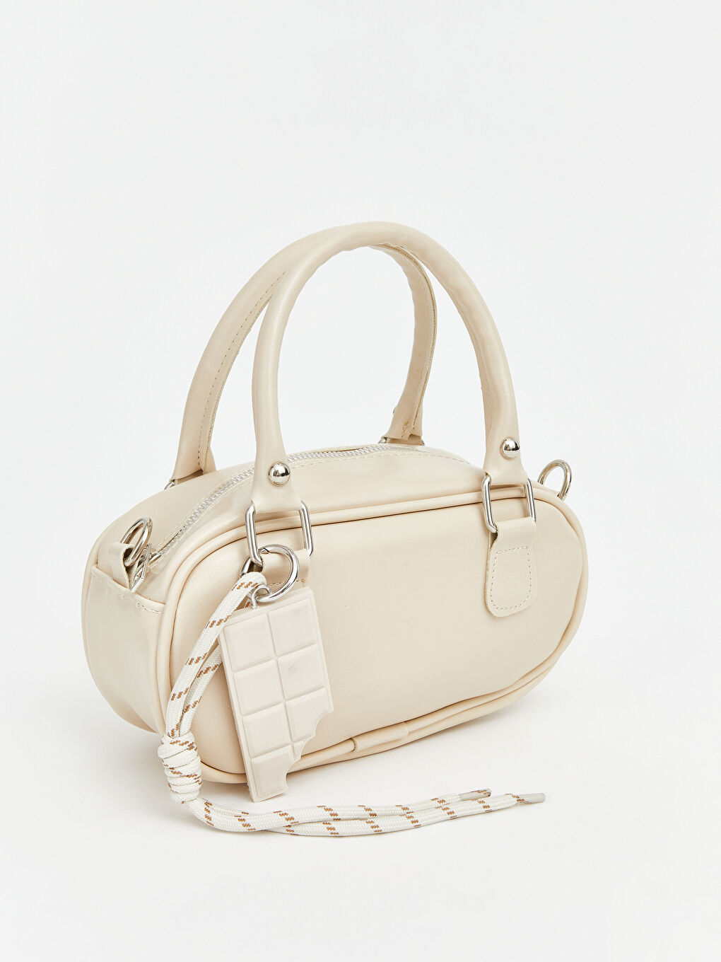 Bej Aksesuar Detaylı Kadın Omuz Çantası-2